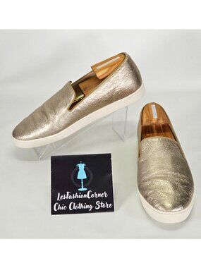 Birdies Women's Metallic Gold Leather The Swift Slip On Shoes Size 10.5 2139
